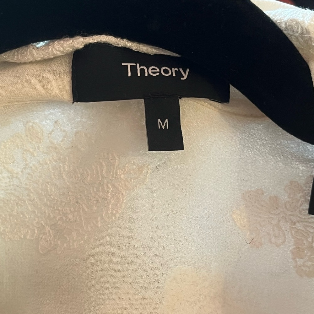 Theory Cream Patterned Button Down Shirt - image 3